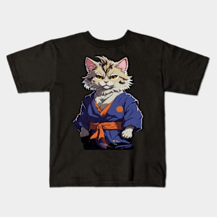 cat martial arts Kids T-Shirt